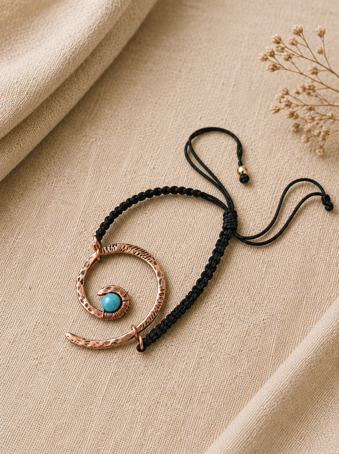 Spira Lapis Taşlı Bakır Makrome Bileklik
