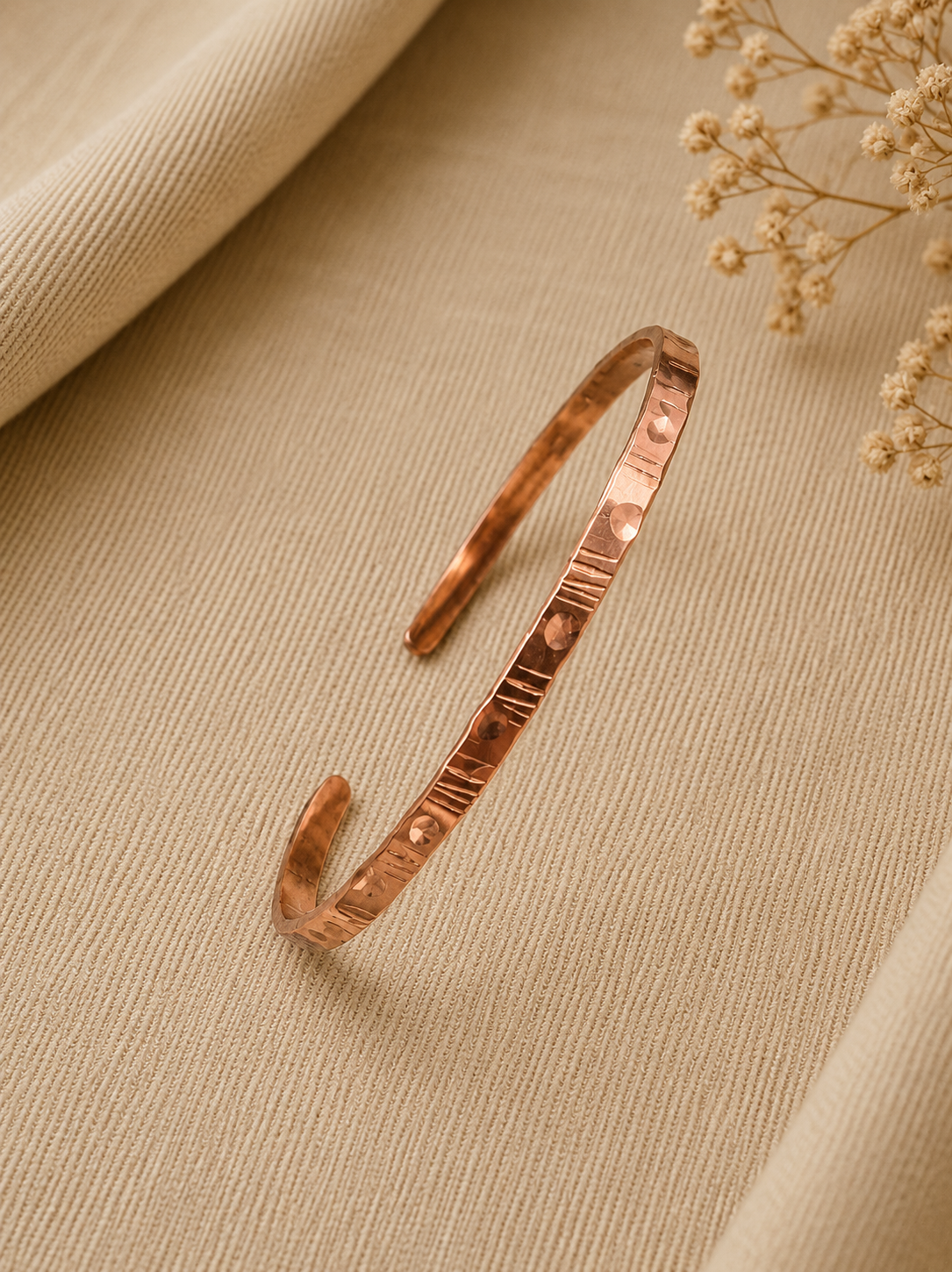 Texture Line Copper Bracelet - Adjustable
