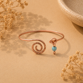 Spiral Formlu Turkuaz Taşlı Bakır Bileklik | Ayarlanabilir, El Yapımı